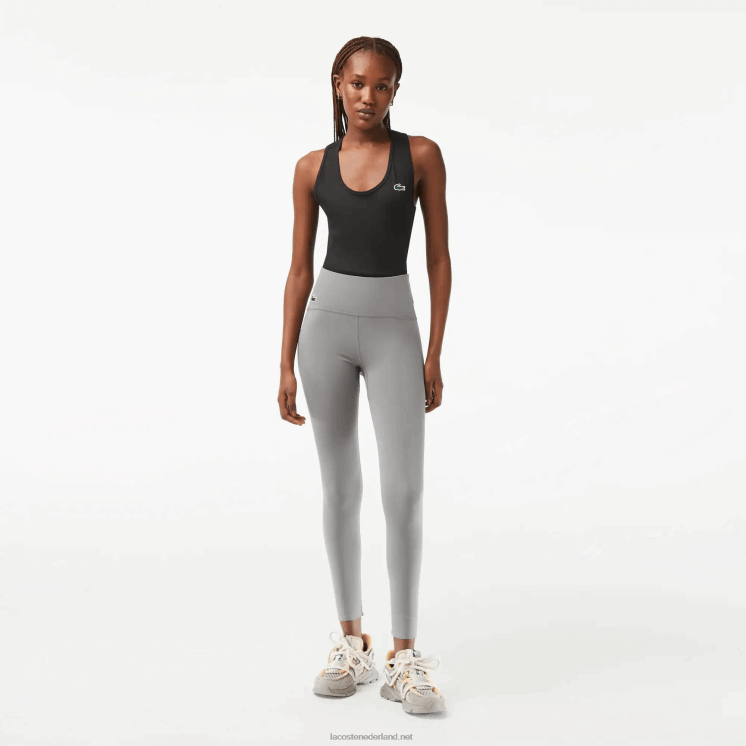 Lacoste sportieve legging van gerecycled polyester 0828H2400 grijze knik erf vrouwen