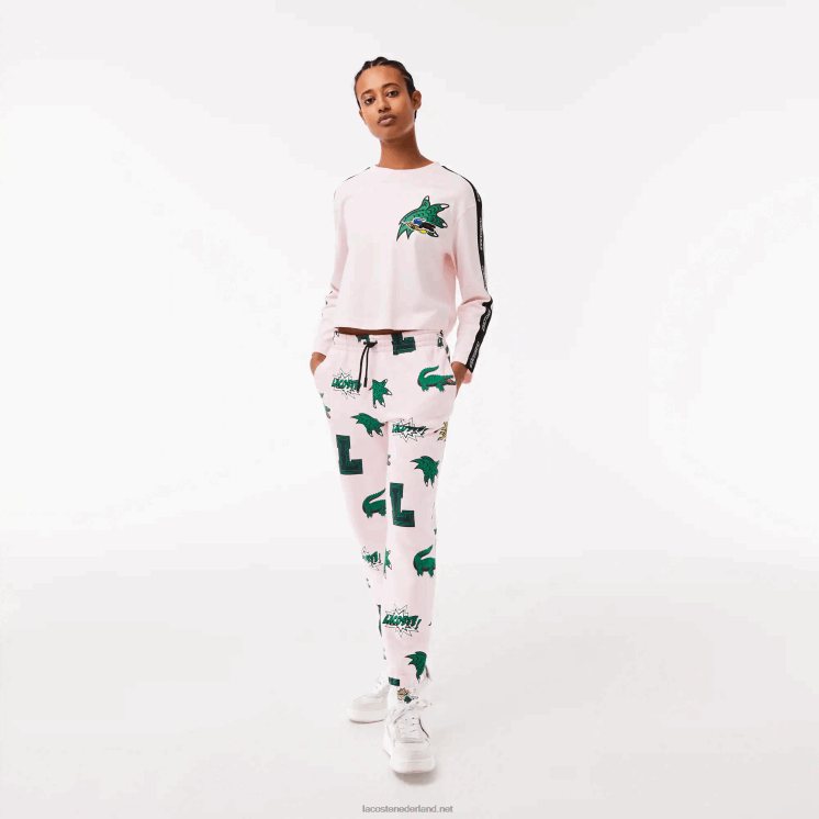 Lacoste trainingsbroek met komische print 0828H2569 lichtroze t03 vrouwen