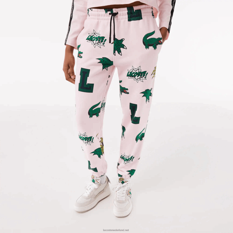 Lacoste trainingsbroek met komische print 0828H2569 lichtroze t03 vrouwen