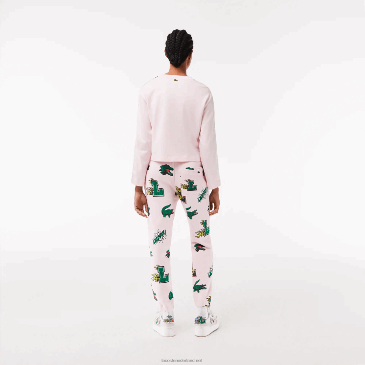 Lacoste trainingsbroek met komische print 0828H2569 lichtroze t03 vrouwen