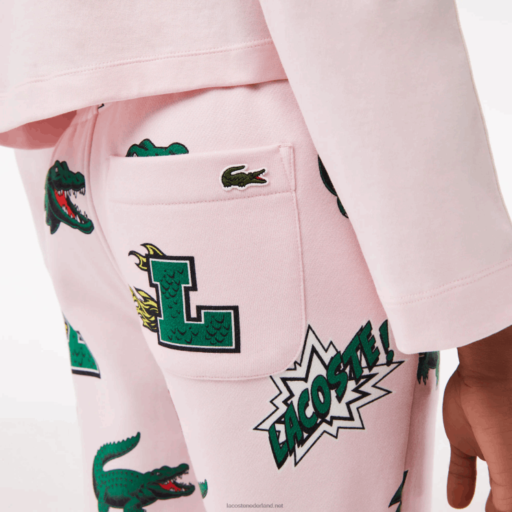 Lacoste trainingsbroek met komische print 0828H2569 lichtroze t03 vrouwen