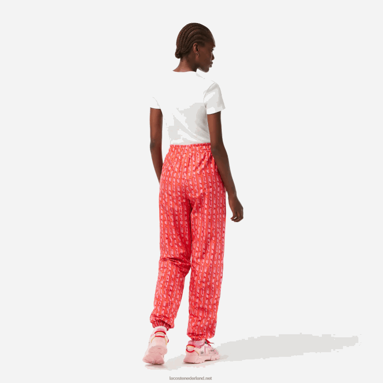 Lacoste trainingsbroek met logoprint 0828H2396 oranje rood roze zi1 vrouwen