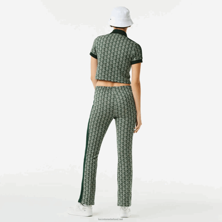 Lacoste trainingsbroek met monogramprint 0828H2535 groenbeige 7m4 vrouwen