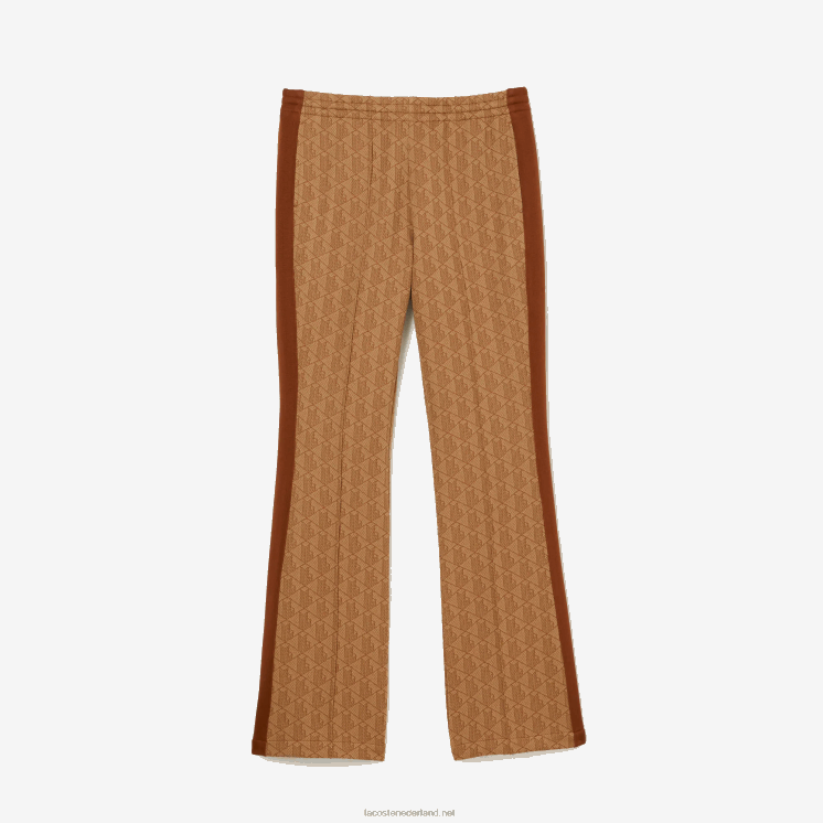 Lacoste trainingsbroek met monogramprint 0828H2536 beige bruin zm vrouwen