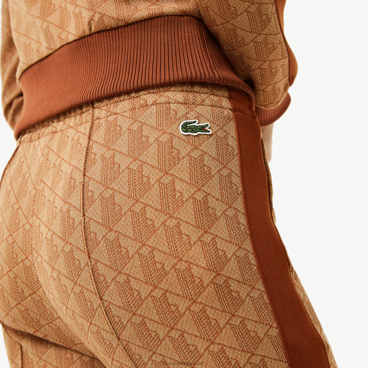 Lacoste trainingsbroek met monogramprint 0828H2536 beige bruin zm vrouwen