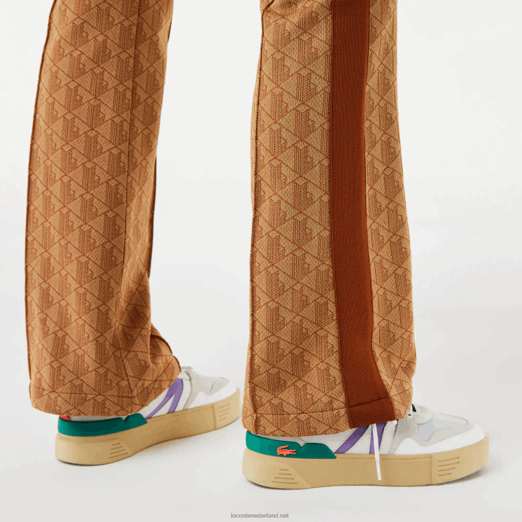 Lacoste trainingsbroek met monogramprint 0828H2536 beige bruin zm vrouwen