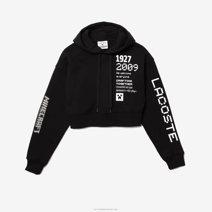 lacoste x minecraft oversized fleece hoodie 0828H2585 zwart 031 vrouwen