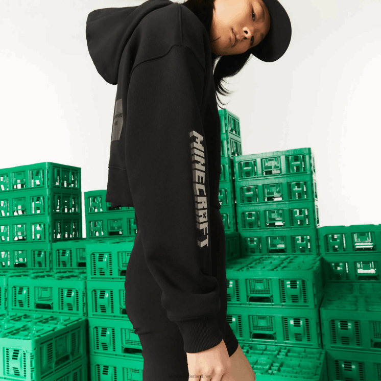 lacoste x minecraft oversized fleece hoodie 0828H2585 zwart 031 vrouwen