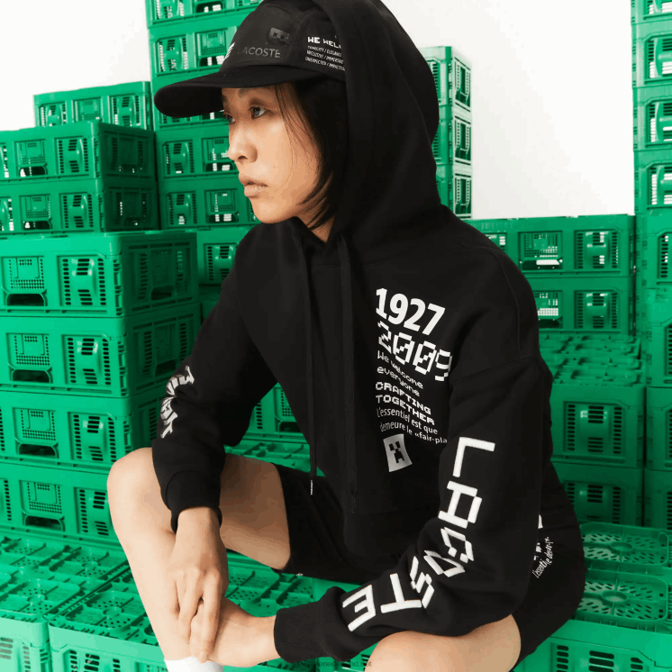 lacoste x minecraft oversized fleece hoodie 0828H2585 zwart 031 vrouwen