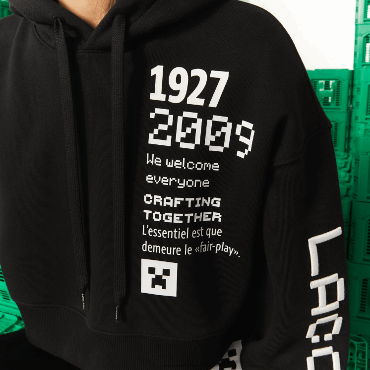 lacoste x minecraft oversized fleece hoodie 0828H2585 zwart 031 vrouwen