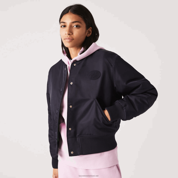 Lacoste gewatteerd nylon bomberjack 0828H2623 marineblauw hde vrouwen