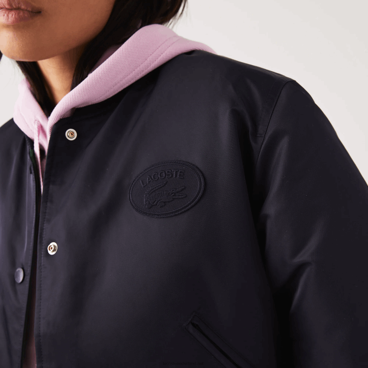 Lacoste gewatteerd nylon bomberjack 0828H2623 marineblauw hde vrouwen