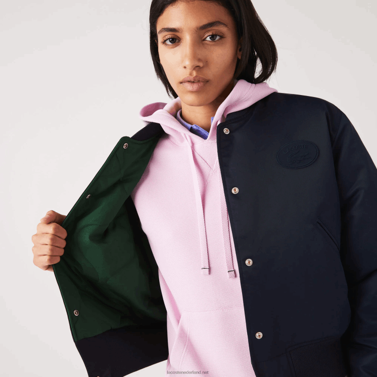 Lacoste gewatteerd nylon bomberjack 0828H2623 marineblauw hde vrouwen