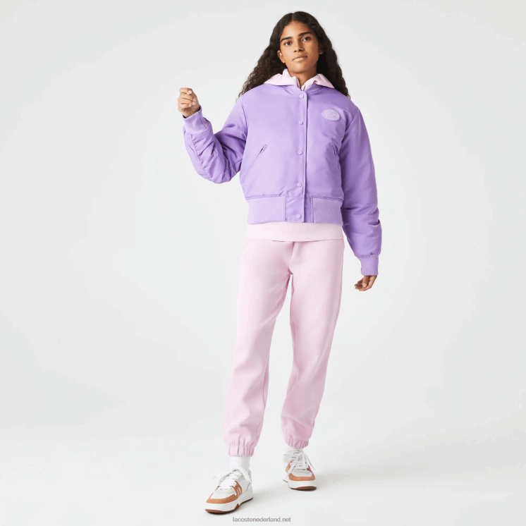 Lacoste gewatteerd nylon bomberjack 0828H2624 paarse gfu vrouwen