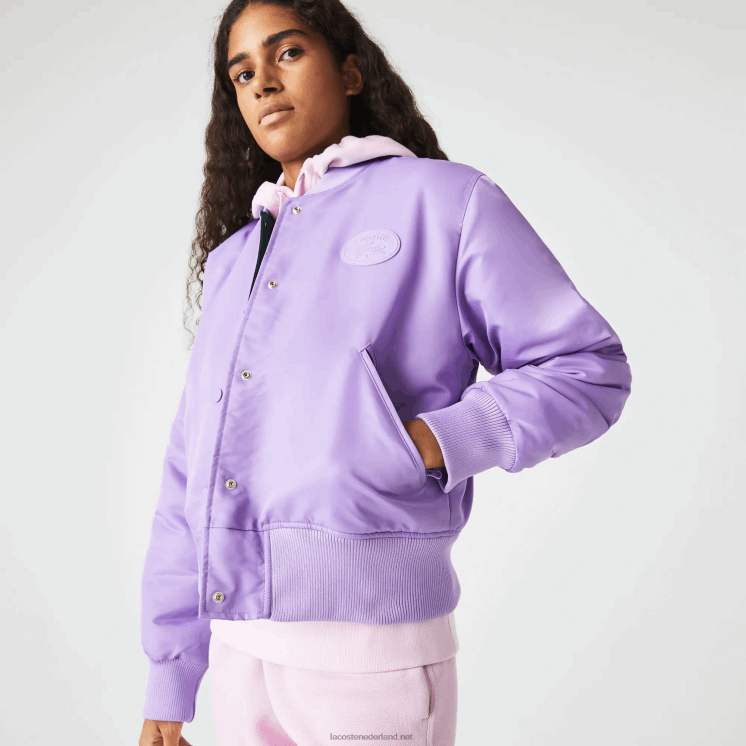 Lacoste gewatteerd nylon bomberjack 0828H2624 paarse gfu vrouwen