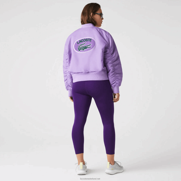 Lacoste gewatteerd nylon bomberjack 0828H2624 paarse gfu vrouwen