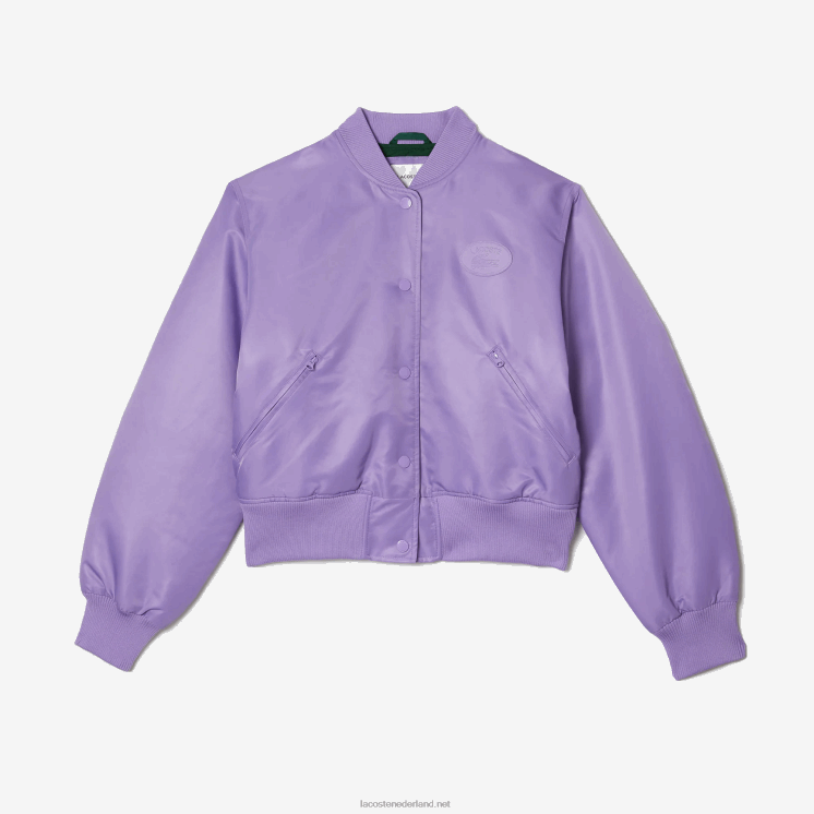 Lacoste gewatteerd nylon bomberjack 0828H2624 paarse gfu vrouwen
