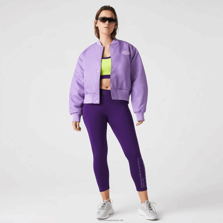 Lacoste gewatteerd nylon bomberjack 0828H2624 paarse gfu vrouwen