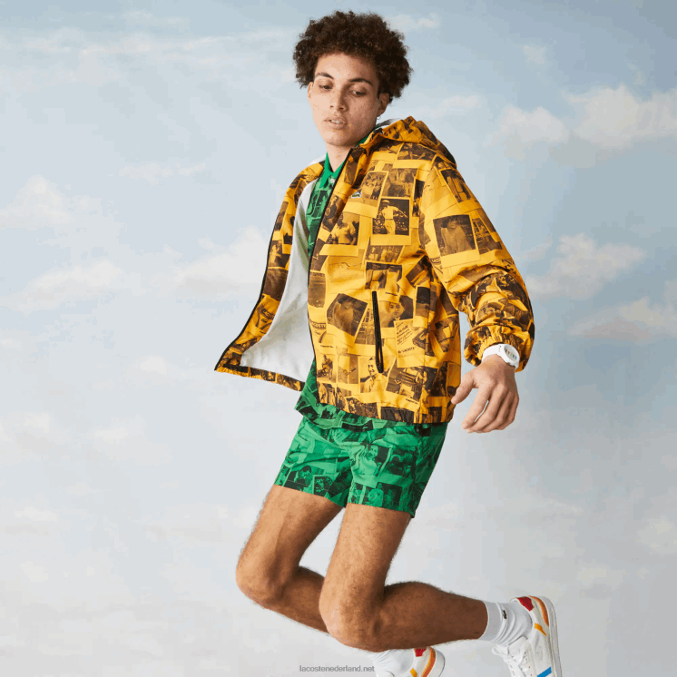 Lacoste live polaroid samenwerkingsjack 0828H1303 geel zwart 7kr vrouwen