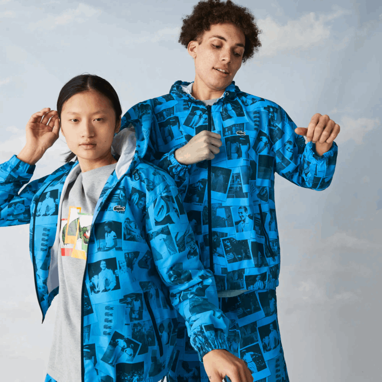 Lacoste live polaroid samenwerkingsjack 0828H1304 blauw zwart bw vrouwen