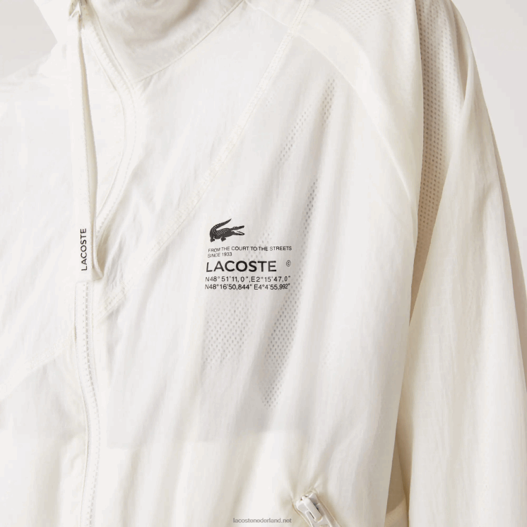 Lacoste mesh gevoerd nylon jack 0828H2626 wit 70v vrouwen