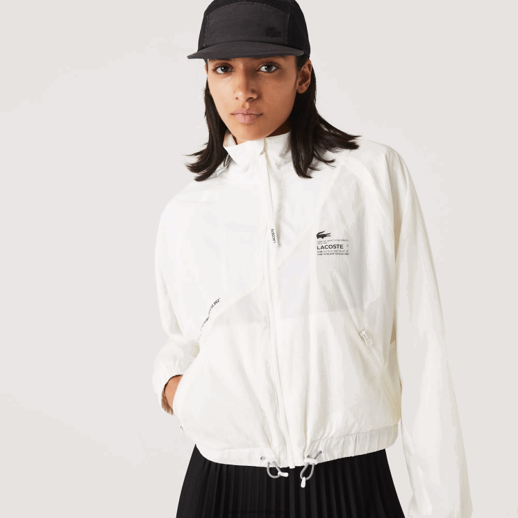 Lacoste mesh gevoerd nylon jack 0828H2626 wit 70v vrouwen