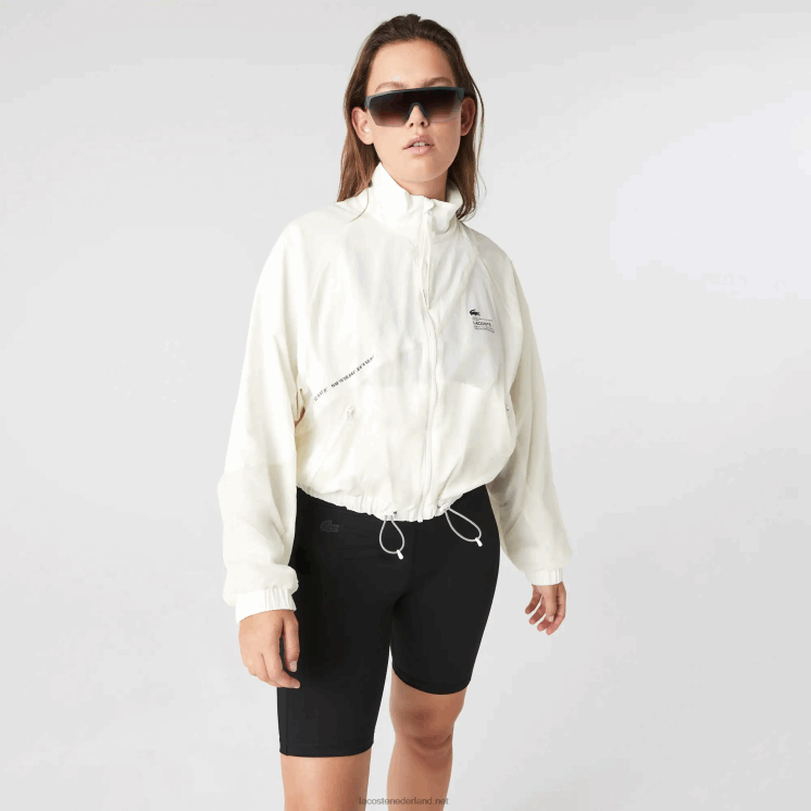 Lacoste mesh gevoerd nylon jack 0828H2626 wit 70v vrouwen