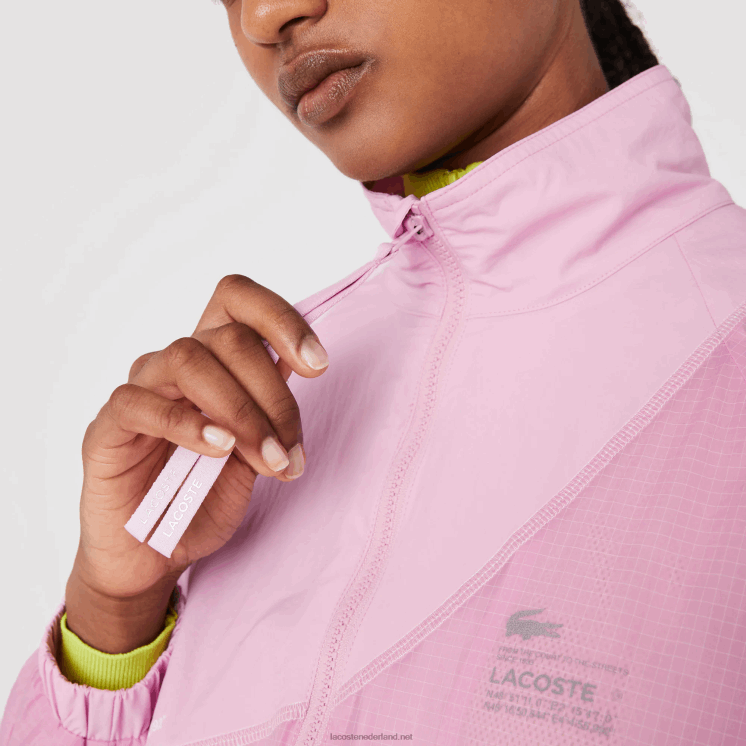 Lacoste mesh gevoerd nylon jack 0828H2627 roze z4h vrouwen