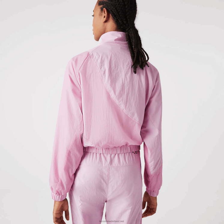 Lacoste mesh gevoerd nylon jack 0828H2627 roze z4h vrouwen