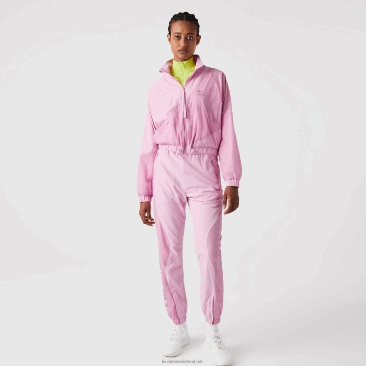 Lacoste mesh gevoerd nylon jack 0828H2627 roze z4h vrouwen
