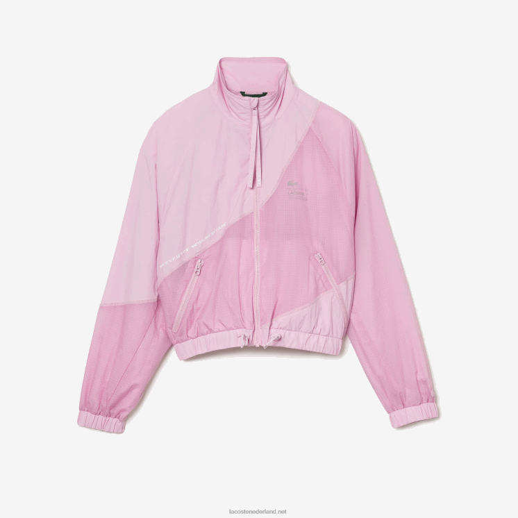 Lacoste mesh gevoerd nylon jack 0828H2627 roze z4h vrouwen