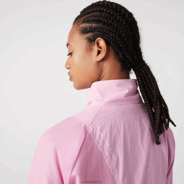 Lacoste mesh gevoerd nylon jack 0828H2627 roze z4h vrouwen