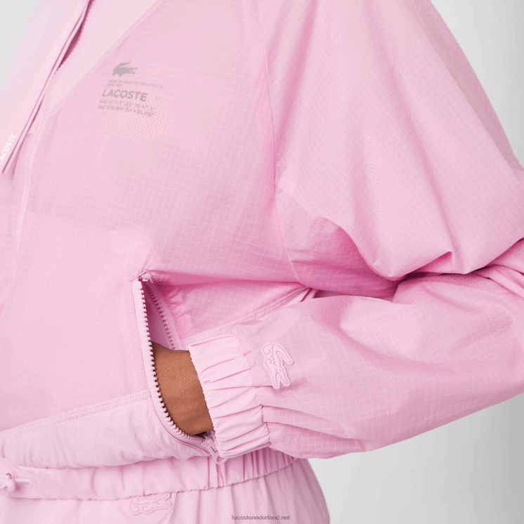 Lacoste mesh gevoerd nylon jack 0828H2627 roze z4h vrouwen
