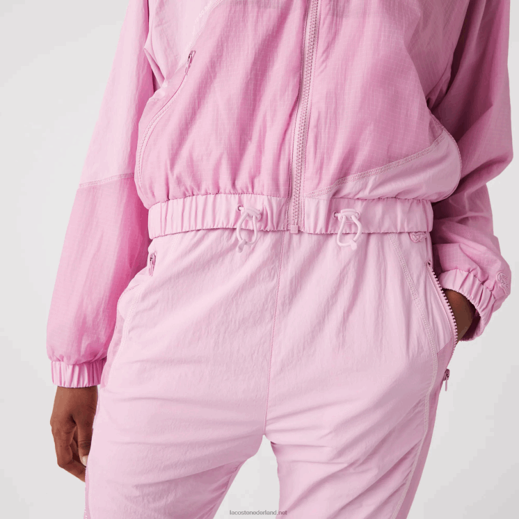 Lacoste mesh gevoerd nylon jack 0828H2627 roze z4h vrouwen