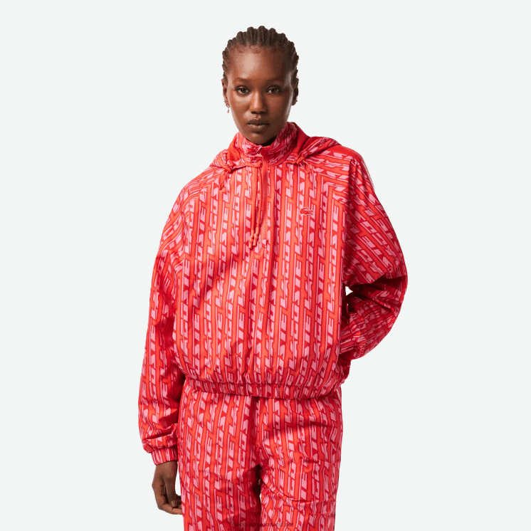 Lacoste oversized trainingsjack met capuchon 0828H2438 oranje rood roze zi1 vrouwen