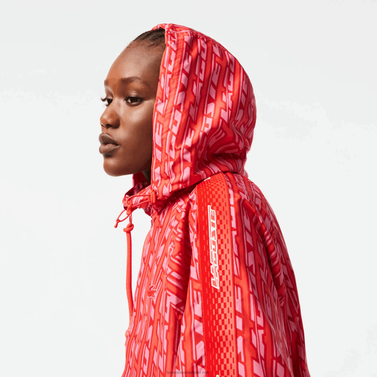 Lacoste oversized trainingsjack met capuchon 0828H2438 oranje rood roze zi1 vrouwen