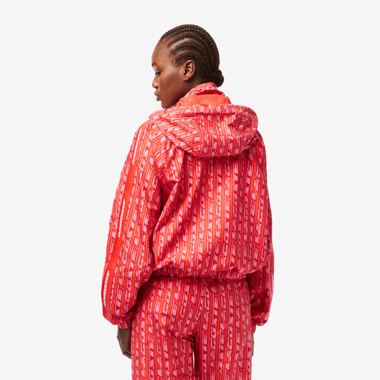 Lacoste oversized trainingsjack met capuchon 0828H2438 oranje rood roze zi1 vrouwen