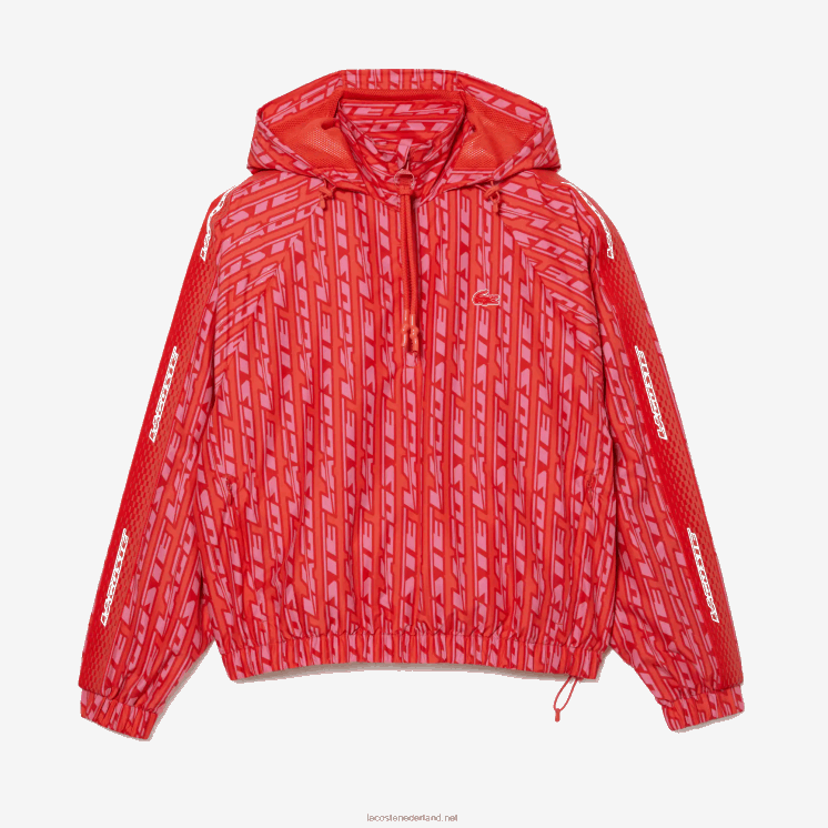 Lacoste oversized trainingsjack met capuchon 0828H2438 oranje rood roze zi1 vrouwen