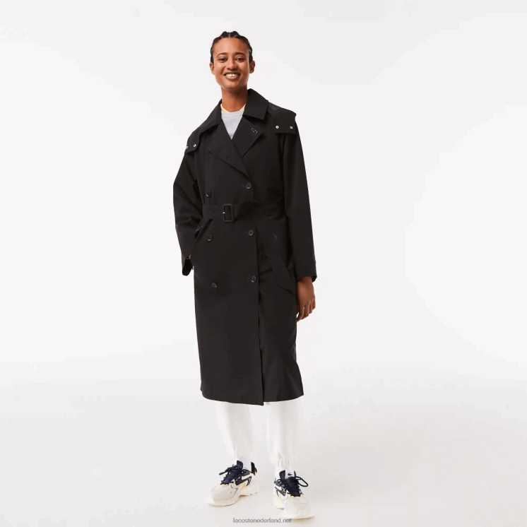 Lacoste oversized trenchcoat 0828H2435 zwart 031 vrouwen