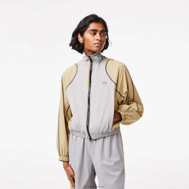 Lacoste oversized tweekleurig jack 0828H2431 grijsbeige 7mt vrouwen