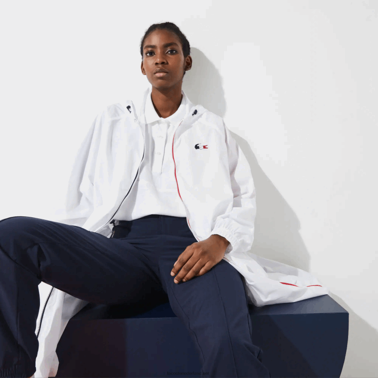 Lacoste sport franse sport spirit edition opvouwbare regenjas 0828H2622 wit marineblauw rood a10 vrouwen
