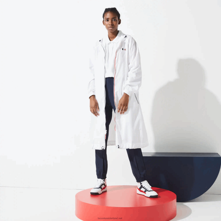 Lacoste sport franse sport spirit edition opvouwbare regenjas 0828H2622 wit marineblauw rood a10 vrouwen