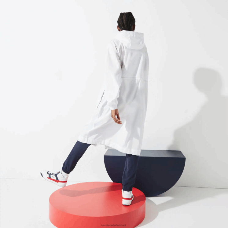 Lacoste sport franse sport spirit edition opvouwbare regenjas 0828H2622 wit marineblauw rood a10 vrouwen