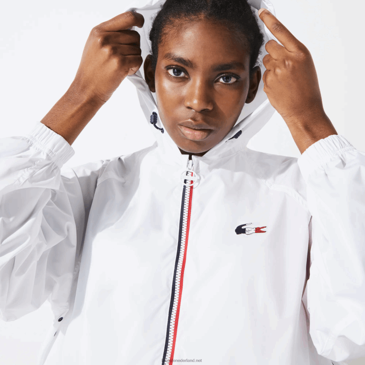 Lacoste sport franse sport spirit edition opvouwbare regenjas 0828H2622 wit marineblauw rood a10 vrouwen