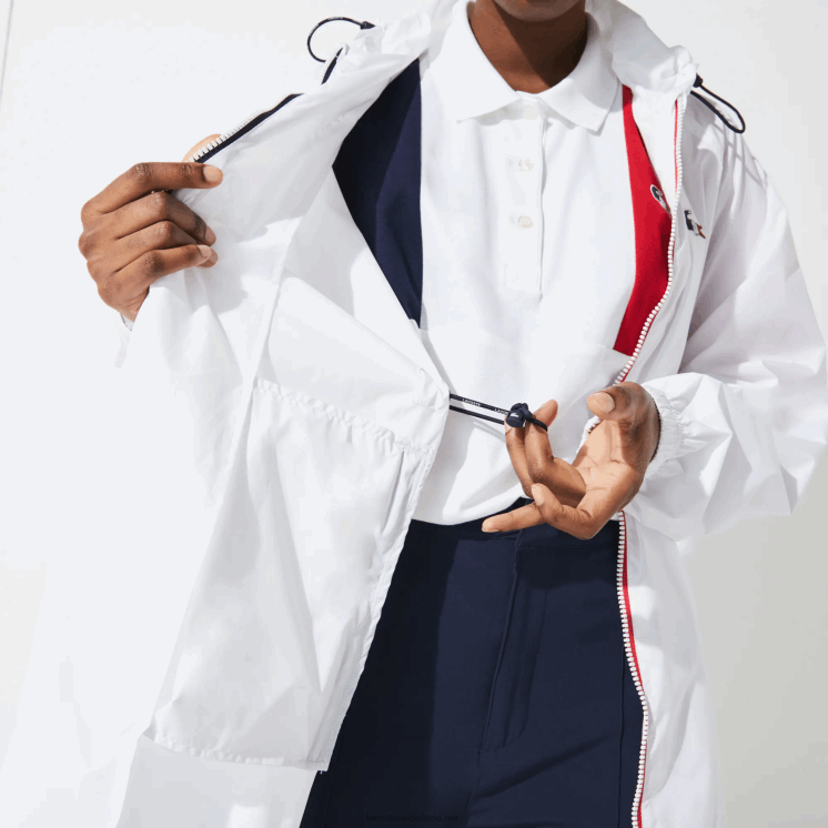 Lacoste sport franse sport spirit edition opvouwbare regenjas 0828H2622 wit marineblauw rood a10 vrouwen