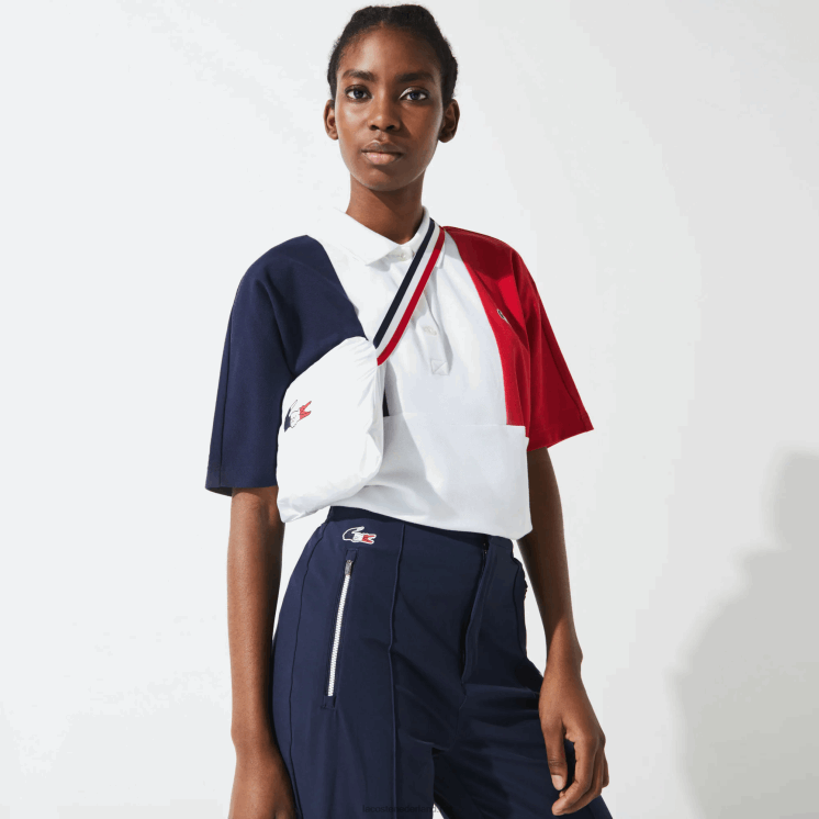 Lacoste sport franse sport spirit edition opvouwbare regenjas 0828H2622 wit marineblauw rood a10 vrouwen