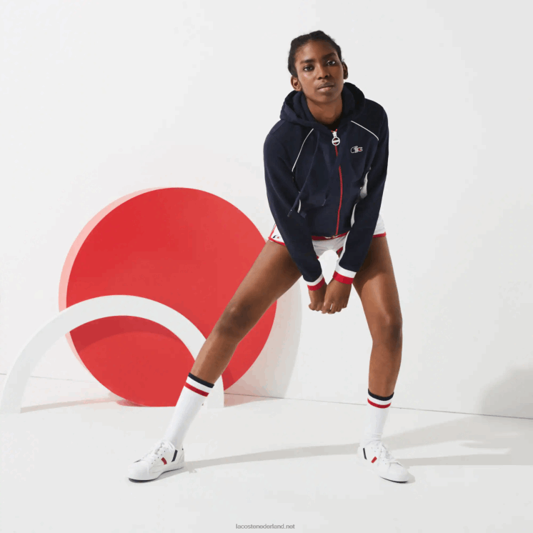 Lacoste sport french sport spirit edition fleece jack met rits 0828H2610 marineblauw wit rood wet vrouwen