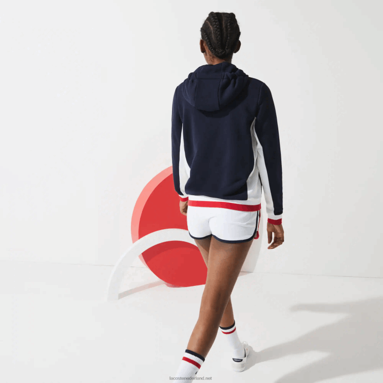 Lacoste sport french sport spirit edition fleece jack met rits 0828H2610 marineblauw wit rood wet vrouwen
