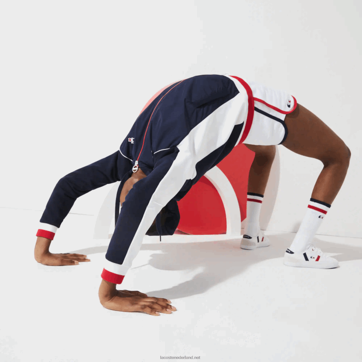 Lacoste sport french sport spirit edition fleece jack met rits 0828H2610 marineblauw wit rood wet vrouwen