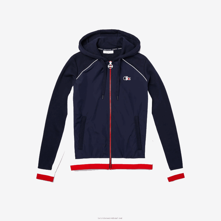 Lacoste sport french sport spirit edition fleece jack met rits 0828H2610 marineblauw wit rood wet vrouwen